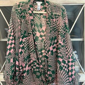 Pink and Green Patterned Kimono